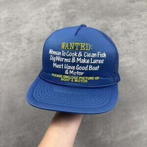 Vintage Wanted Woman To Cook and Clean Fish Novelty Funny Hat